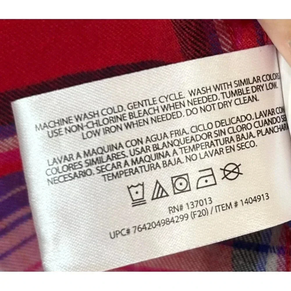 Orvis Size XL Women’s Red Flannel Button Down Long Sleeve Outdoor Casual - Picture 5 of 7